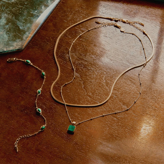 Iconic Lucy Williams Malachite Necklace Set | 18k Gold Vermeil/Malachite Necklaces Missoma 