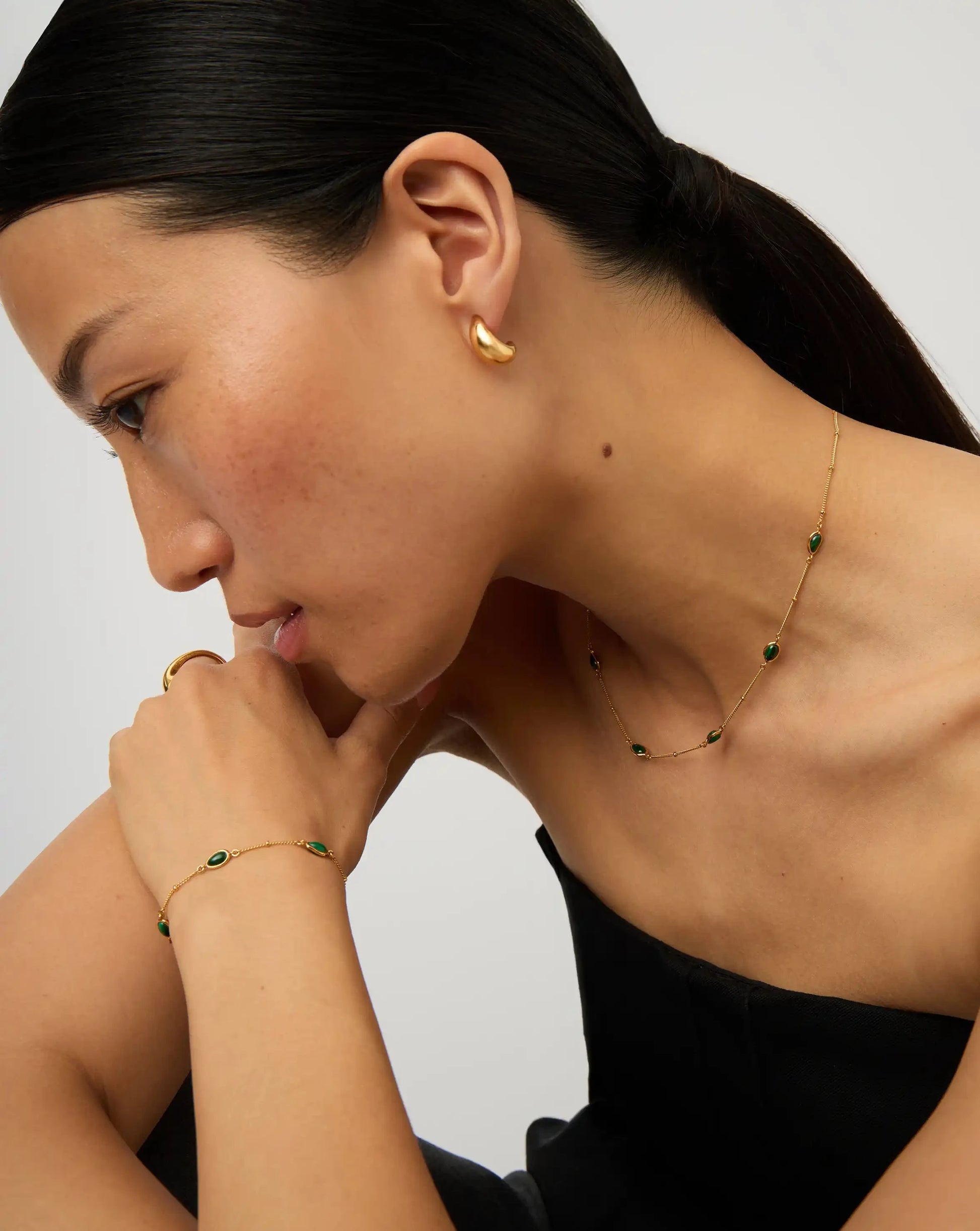 Iconic Magma Gemstone Choker & Bracelet Set | 18k Gold Vermeil/Malachite Bracelets Missoma 