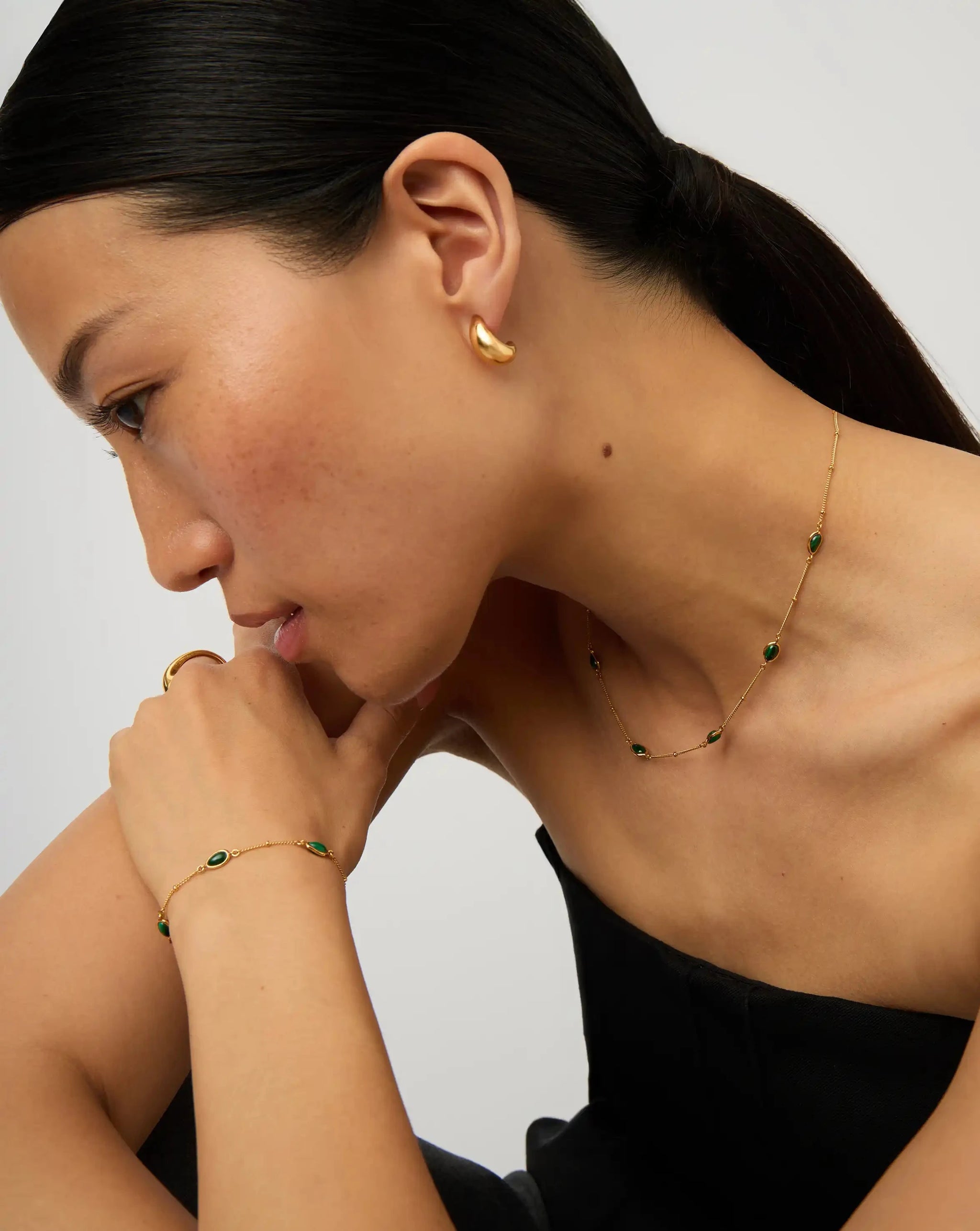 Iconic Magma Gemstone Choker & Bracelet Set | 18k Gold Vermeil/Malachite Bracelets Missoma 