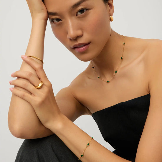 Iconic Magma Gemstone Choker & Bracelet Set | 18k Gold Vermeil/Malachite Bracelets Missoma 