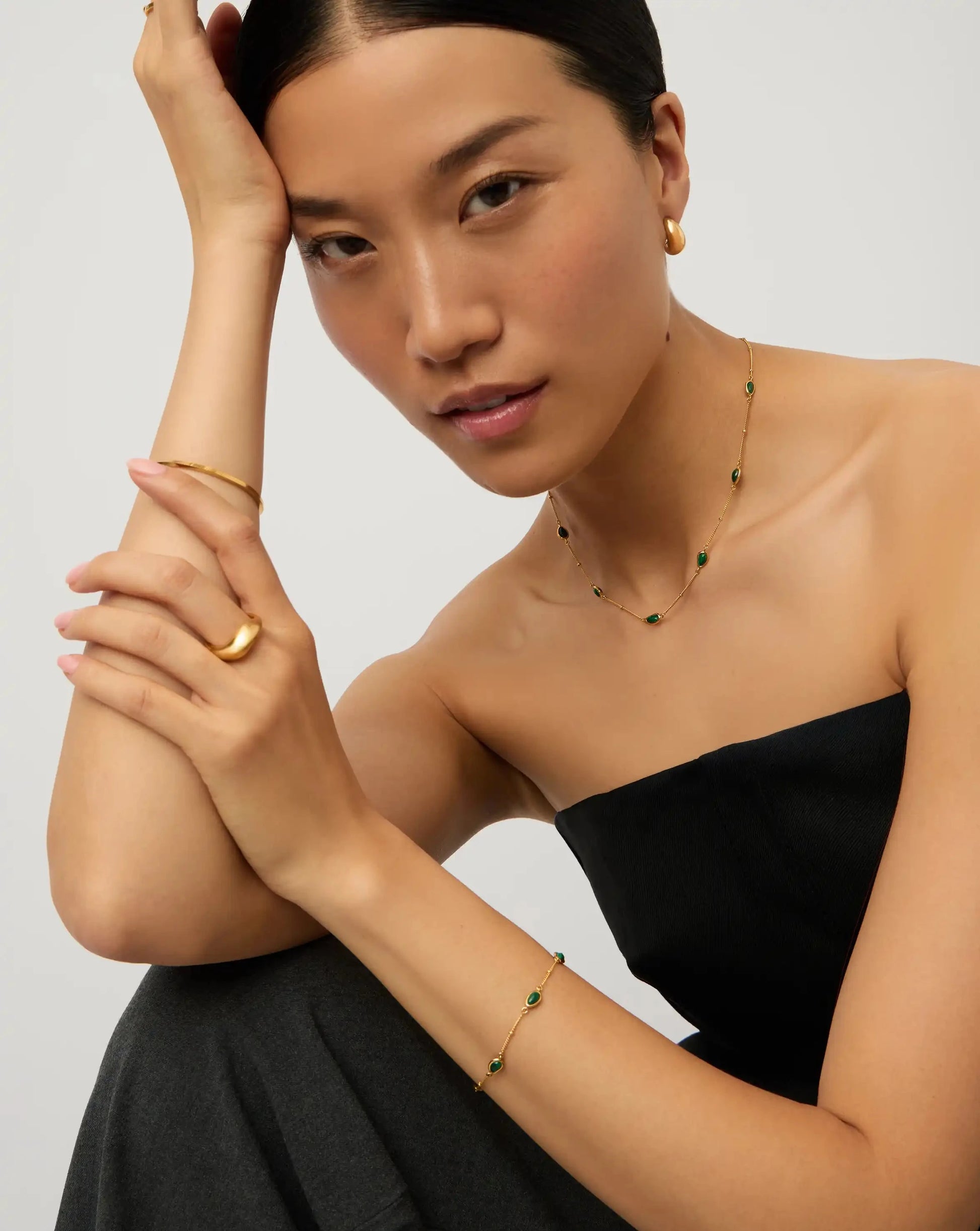 Iconic Magma Gemstone Choker & Bracelet Set | 18k Gold Vermeil/Malachite Bracelets Missoma 