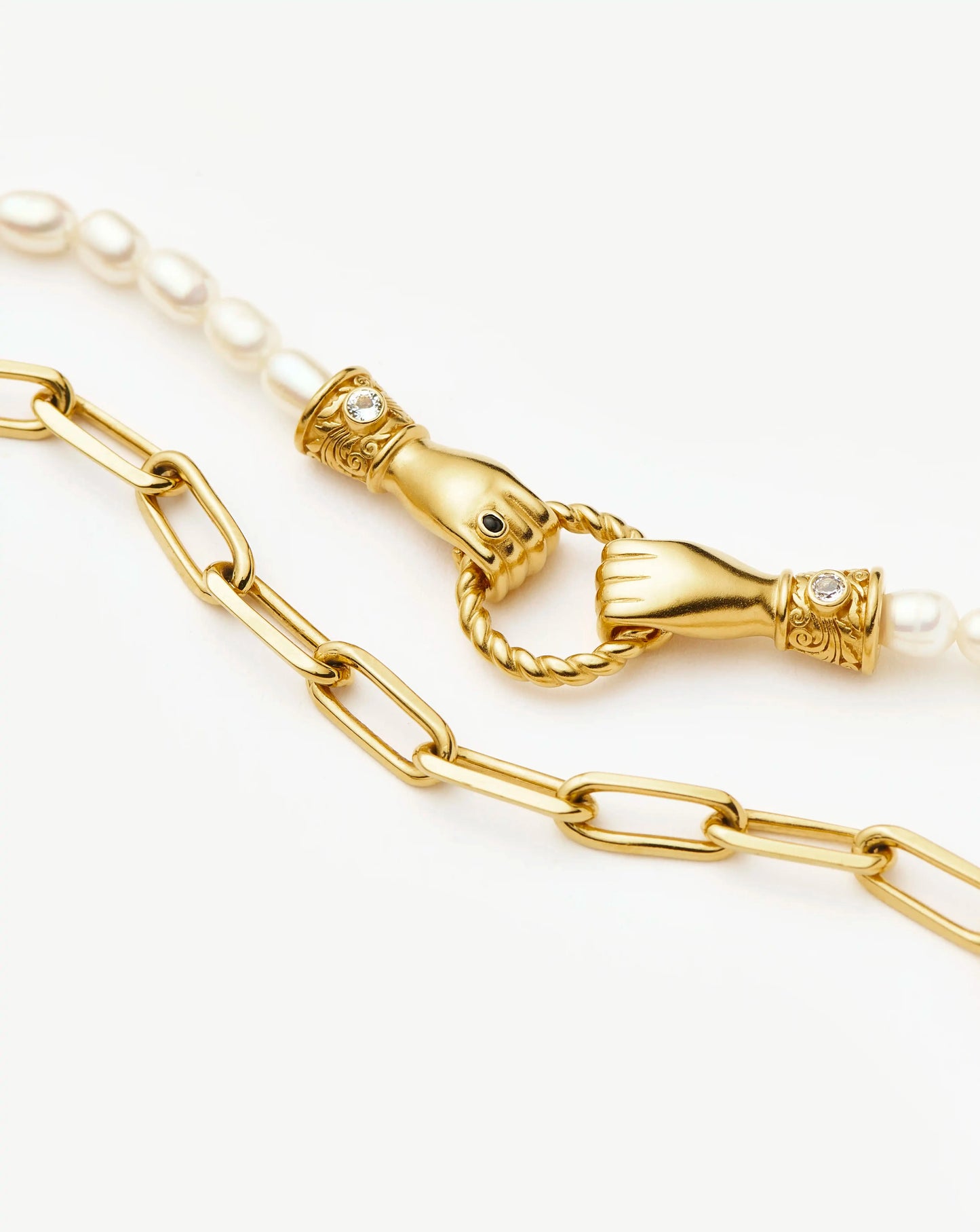 In Good Hands Pearl & Chain Bracelet Set | 18k Gold Plated / Pearl & Black Onyx Bracelets Missoma 