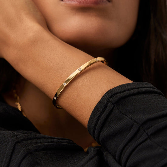 Interstellar Hinged Bangle | 18k Gold Vermeil/Cubic Zirconia Bracelets Missoma 