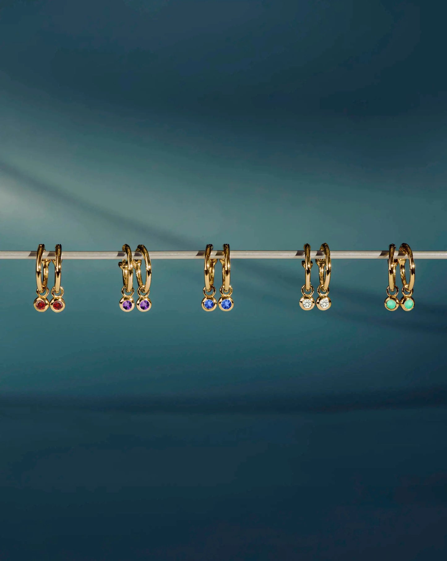 January Birthstone Mini Charm Hoop Earrings | 18k Gold Vermeil/Garnet Earrings Missoma 