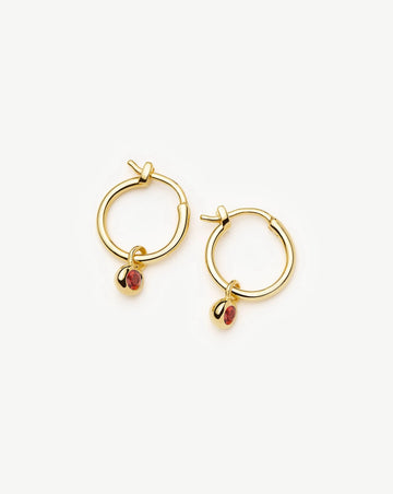 January Birthstone Mini Charm Hoop Earrings | 18k Gold Vermeil/Garnet Earrings Missoma 