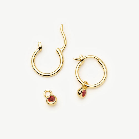 January Birthstone Mini Charm Hoop Earrings | 18k Gold Vermeil/Garnet Earrings Missoma 