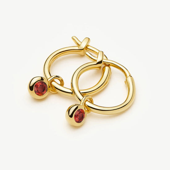 January Birthstone Mini Charm Hoop Earrings | 18k Gold Vermeil/Garnet Earrings Missoma 