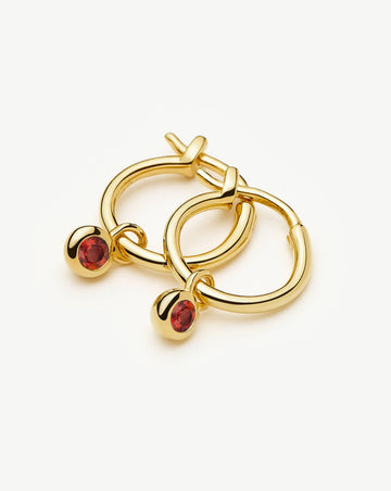 January Birthstone Mini Charm Hoop Earrings | 18k Gold Vermeil/Garnet Earrings Missoma 