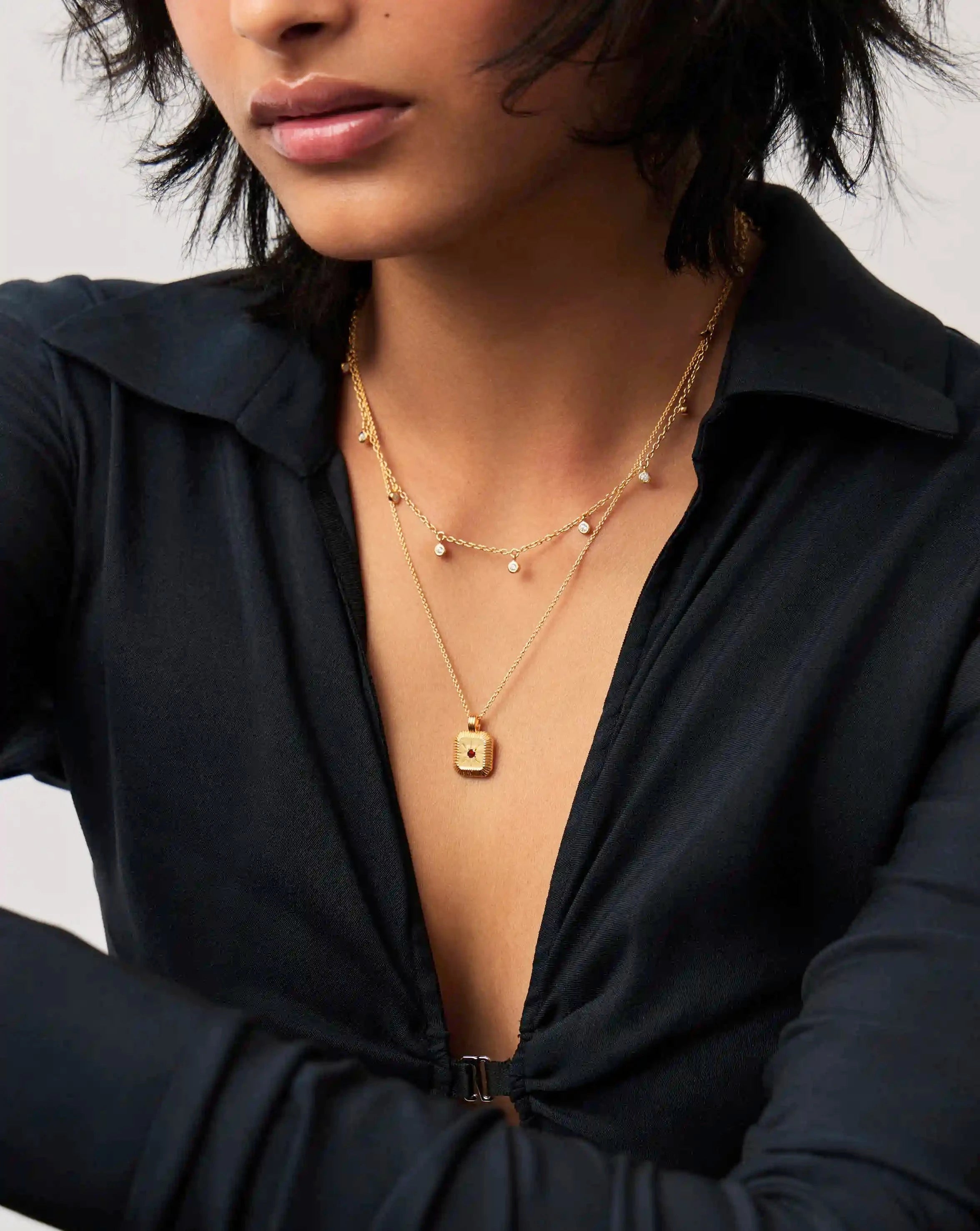January Birthstone Necklace & Charm Earrings Set | 18k Gold Vermeil/Garnet Necklaces Missoma 