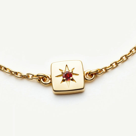 January Birthstone Slider Bracelet | 18k Gold Plated/Natural Garnet Bracelets Missoma 