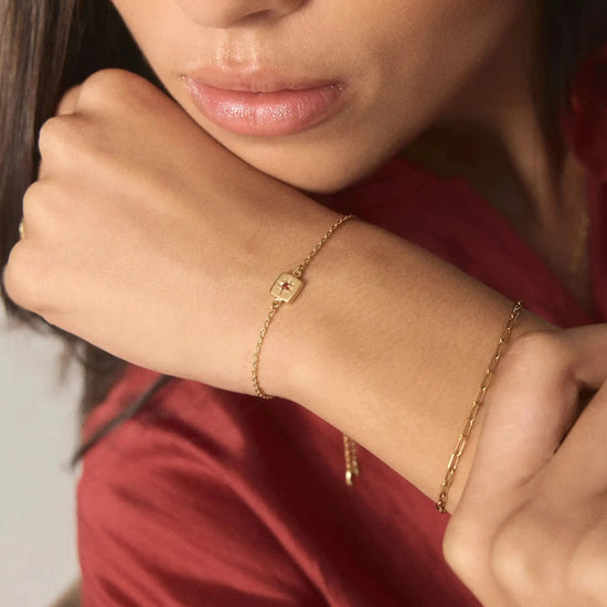 January Birthstone Slider Bracelet | 18k Gold Plated/Natural Garnet Bracelets Missoma 