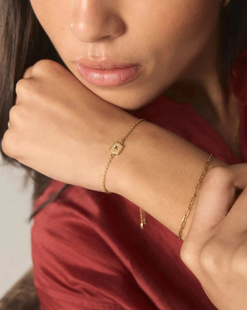 January Birthstone Slider Bracelet | 18k Gold Plated/Natural Garnet Bracelets Missoma 