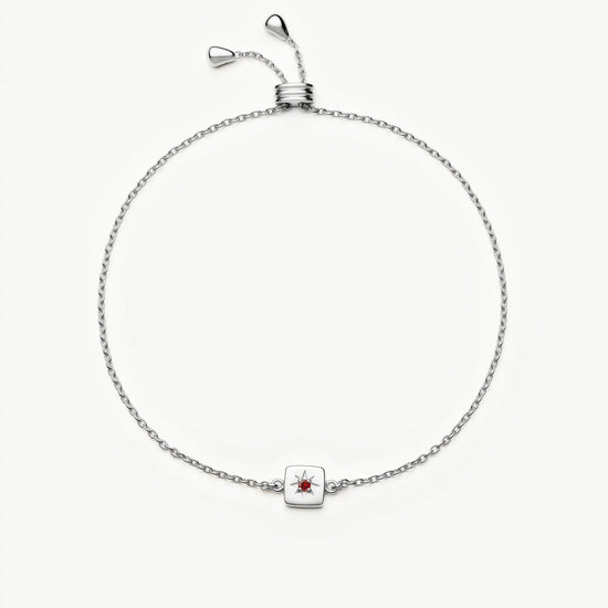 January Birthstone Slider Bracelet | Silver Plated/Natural Garnet Bracelets Missoma 