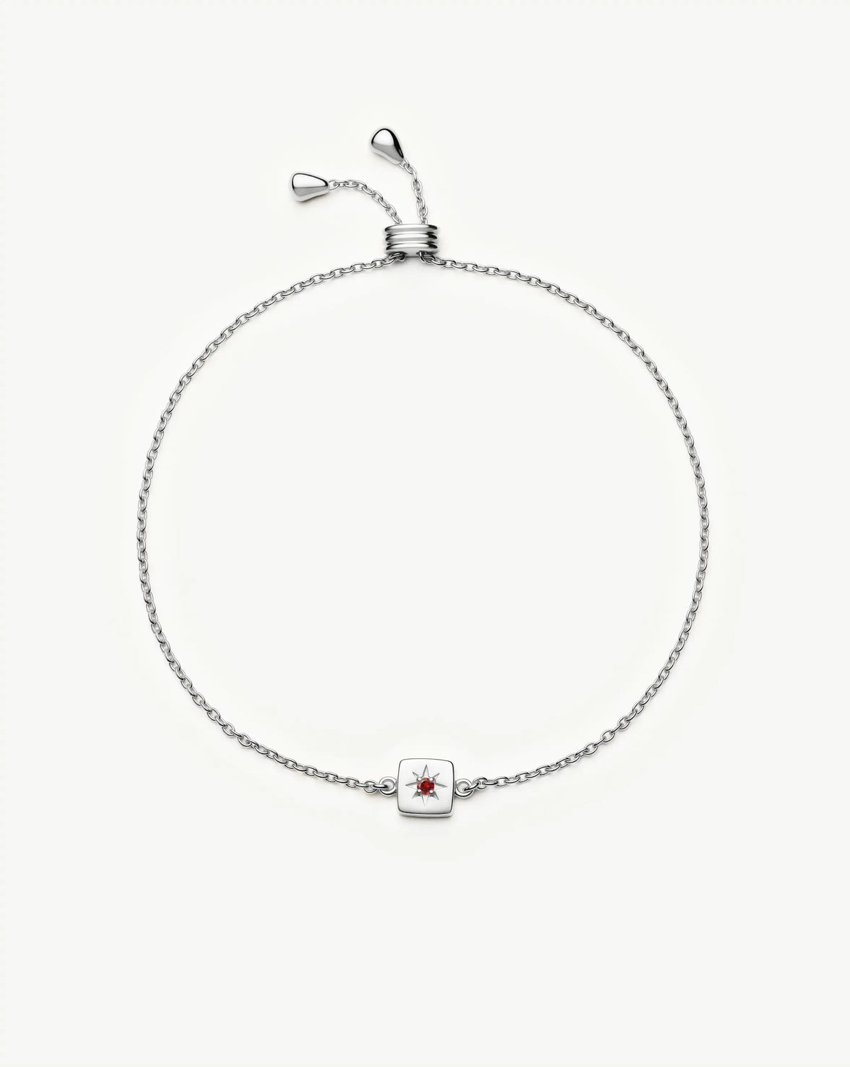 January Birthstone Slider Bracelet | Silver Plated/Natural Garnet Bracelets Missoma 