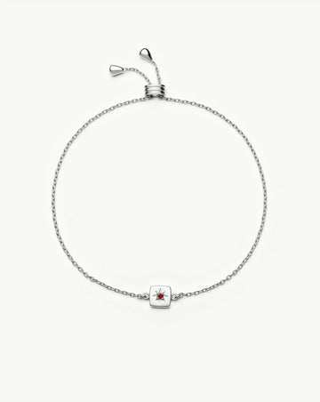 January Birthstone Slider Bracelet | Silver Plated/Natural Garnet Bracelets Missoma 