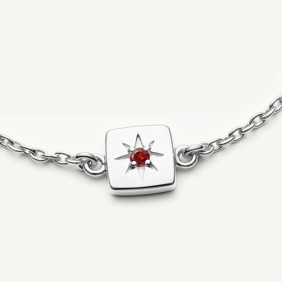 January Birthstone Slider Bracelet | Silver Plated/Natural Garnet Bracelets Missoma 