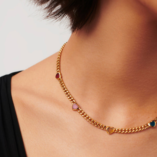 Jelly Heart Gemstone Charm Necklace | 18ct Gold Plated/Multi Quartz Necklaces Missoma 