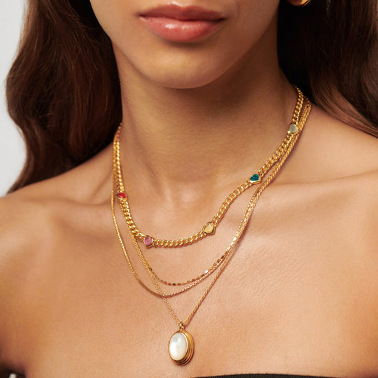 Jelly Heart Gemstone Charm Necklace | 18ct Gold Plated/Multi Quartz Necklaces Missoma 