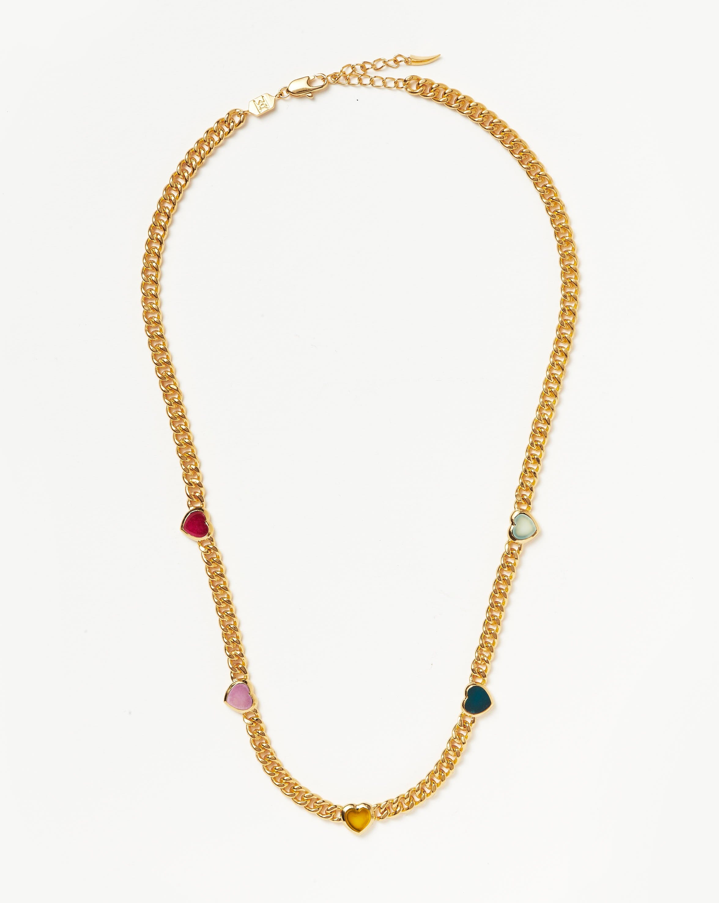 Missoma Jelly Heart gemstone charm necklace gold multi-quartz