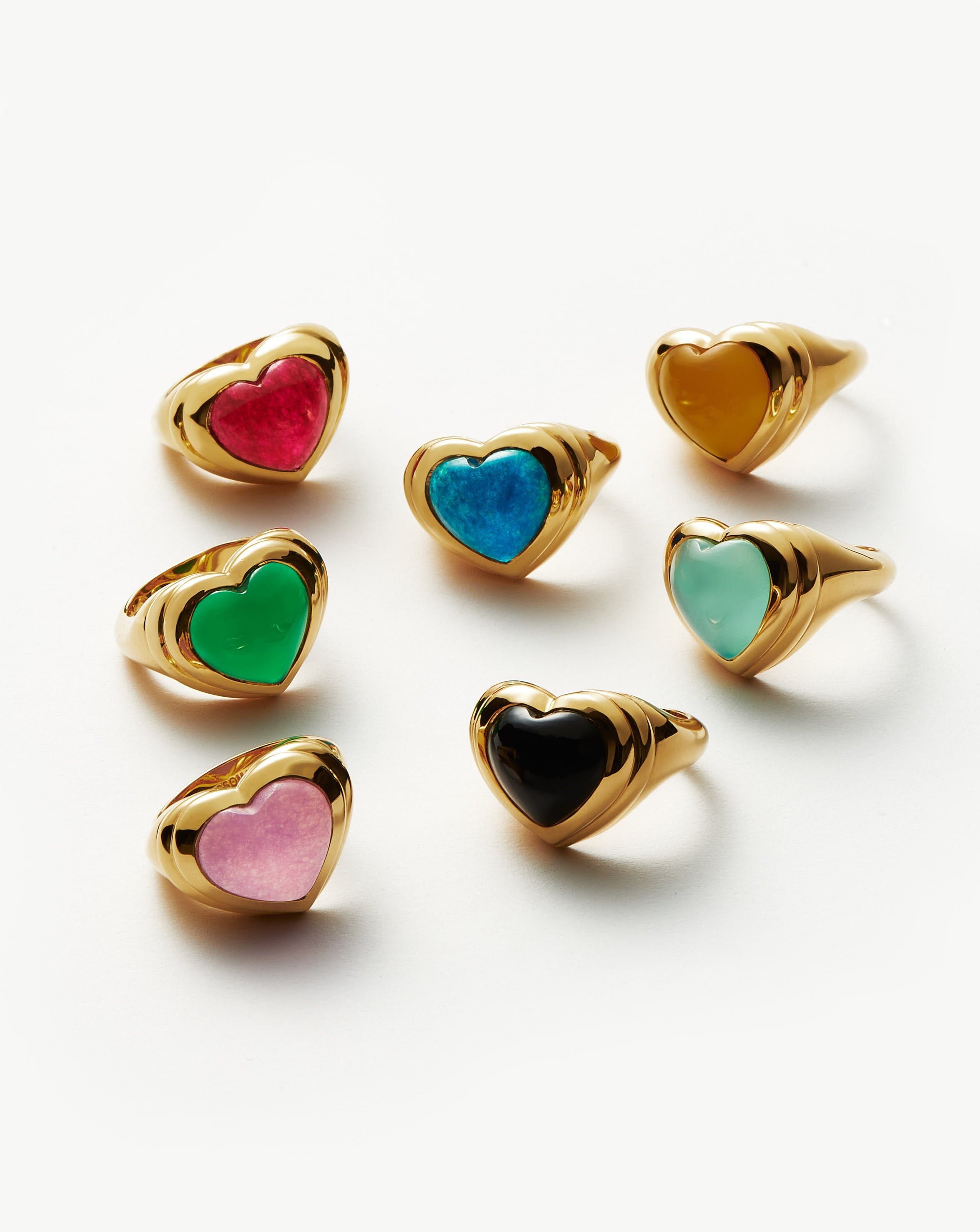 Jelly Heart Gemstone Ring | 18ct Gold Plated/Aqua Chalcedony Rings Missoma 