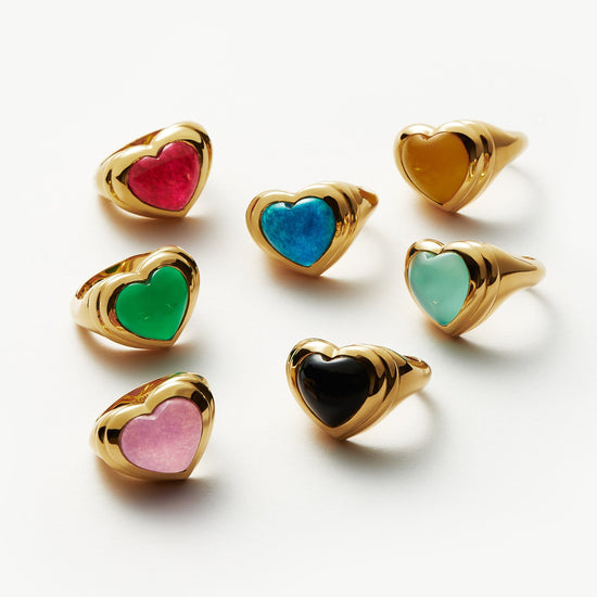 Jelly Heart Gemstone Ring | 18ct Gold Plated/Blue Quartz Rings Missoma 