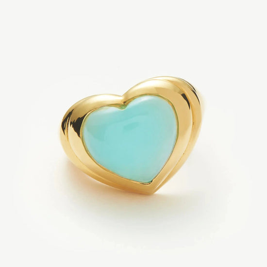 Jelly Heart Gemstone Ring | 18k Gold Plated/Aqua Chalcedony Rings Missoma 