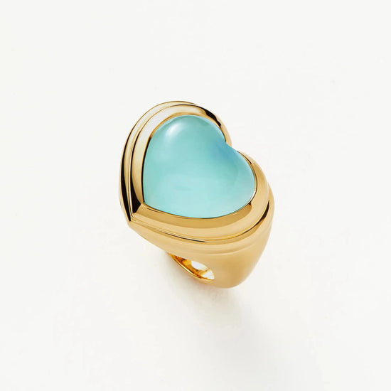 Jelly Heart Gemstone Ring | 18k Gold Plated/Aqua Chalcedony Rings Missoma 