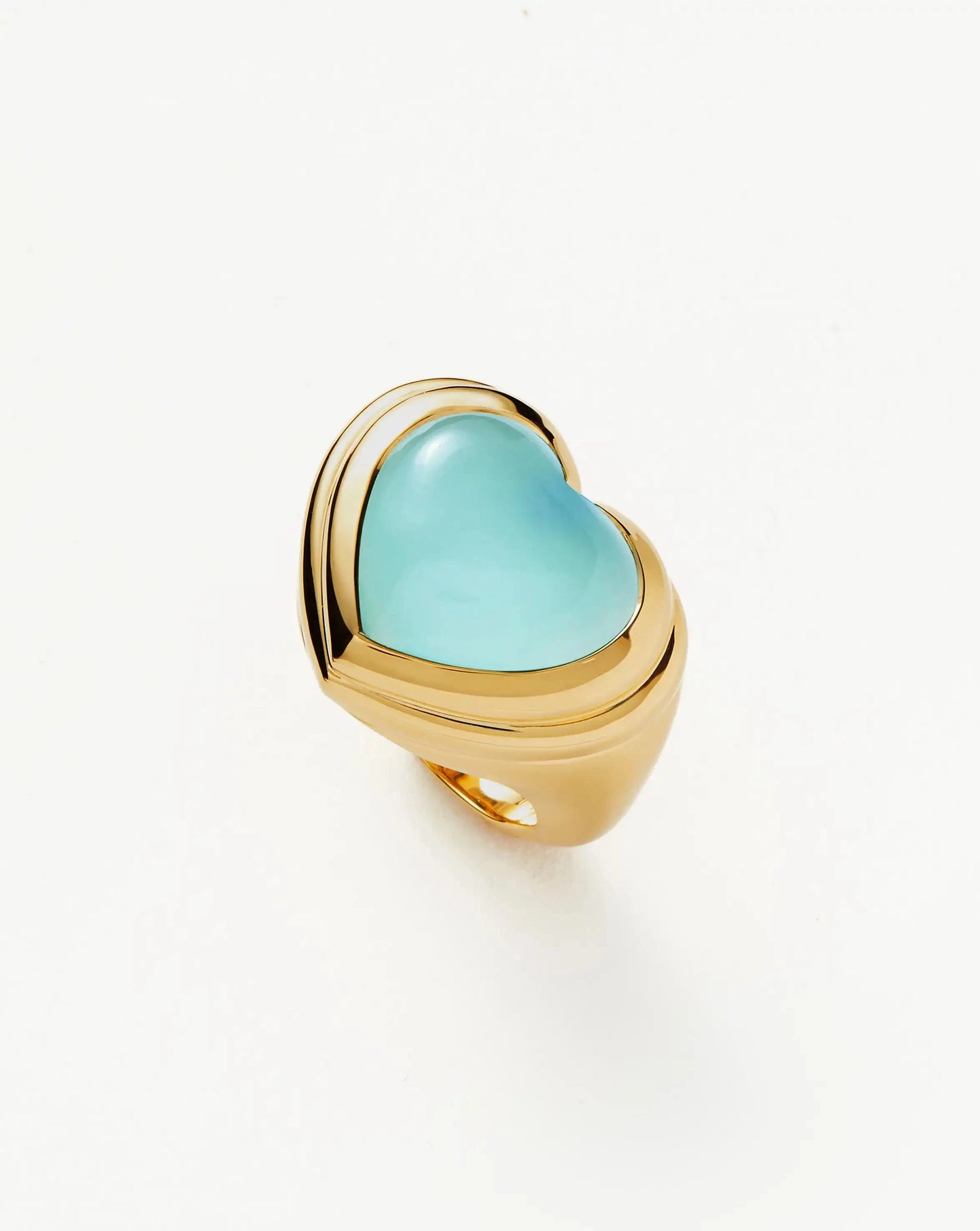 Jelly Heart Gemstone Ring | 18k Gold Plated/Aqua Chalcedony Rings Missoma 