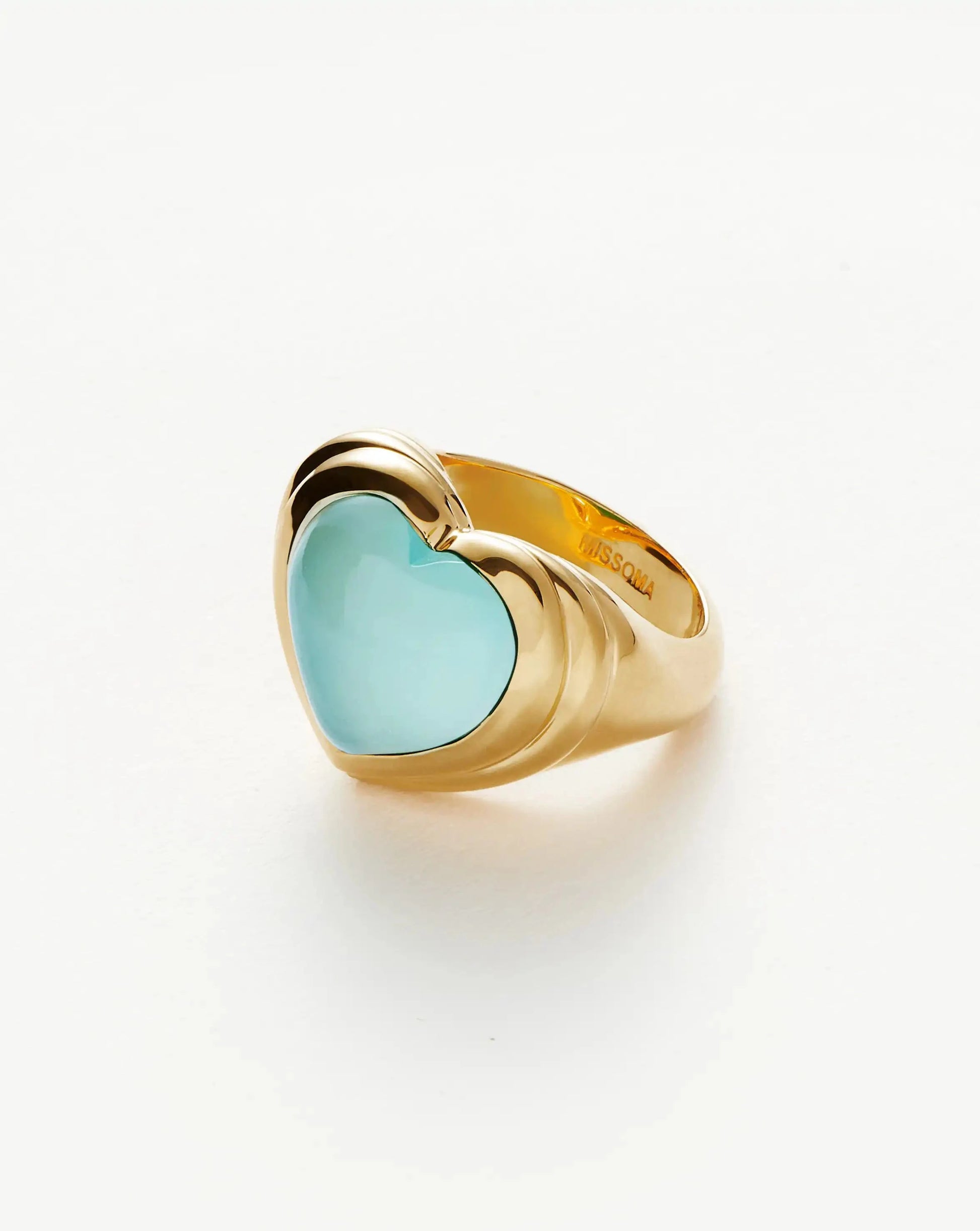 Jelly Heart Gemstone Ring | 18k Gold Plated/Aqua Chalcedony Rings Missoma 