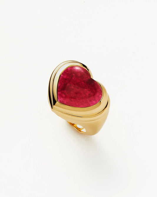 Jelly Heart Gemstone Ring | 18k Gold Plated/Pink Quartz Rings Missoma 