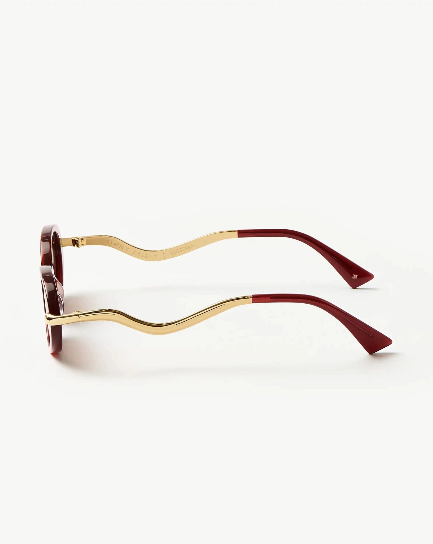Jimmy Fairly Elvissa Oval Sunglasses | Gold Plated/ Burgundy Sunglasses Missoma 
