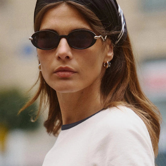 Jimmy Fairly Elvissa Oval Sunglasses | Silver Plated/Black Sunglasses Missoma 