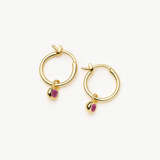 July Birthstone Mini Charm Hoop Earrings | 18k Gold Vermeil/Glass Filled Ruby Earrings Missoma 