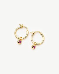 July Birthstone Mini Charm Hoop Earrings | 18k Gold Vermeil/Glass Filled Ruby Earrings Missoma 