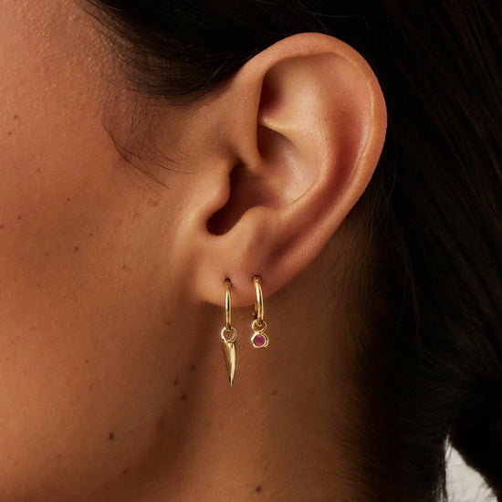 July Birthstone Mini Charm Hoop Earrings | 18k Gold Vermeil/Glass Filled Ruby Earrings Missoma 