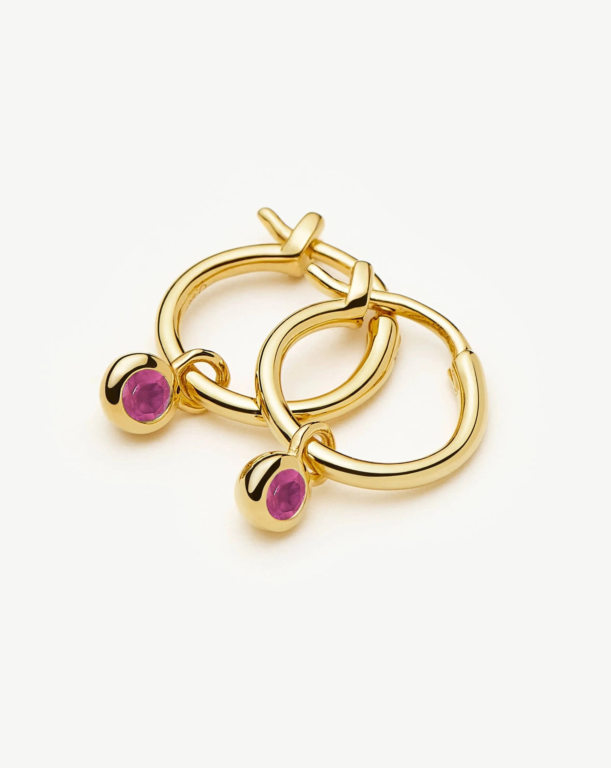 July Birthstone Mini Charm Hoop Earrings | 18k Gold Vermeil/Glass Filled Ruby Earrings Missoma 
