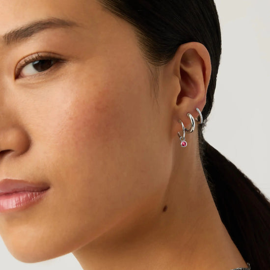 July Birthstone Necklace & Charm Earrings Set | Sterling Silver/Glass Filled Ruby Necklaces Missoma 