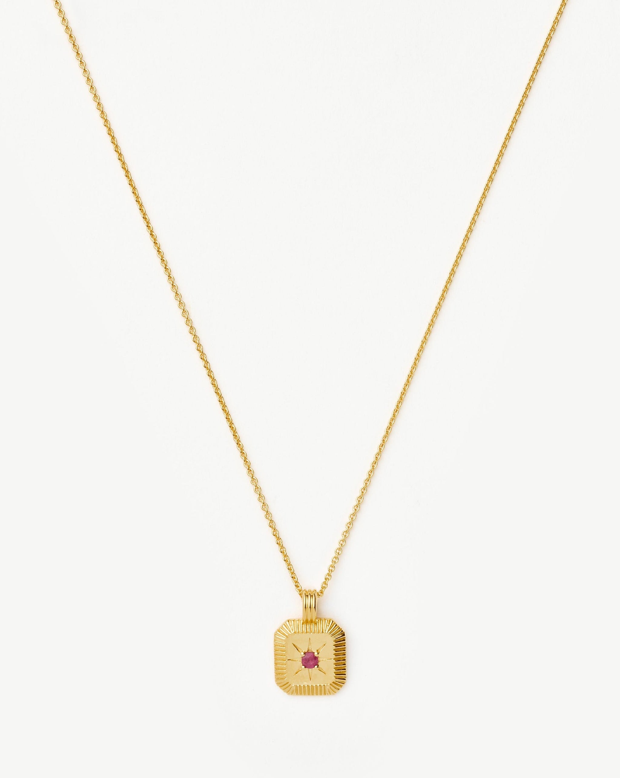 July Birthstone Pendant Necklace | 18k Gold Vermeil/Glass Filled Ruby Necklaces Missoma 
