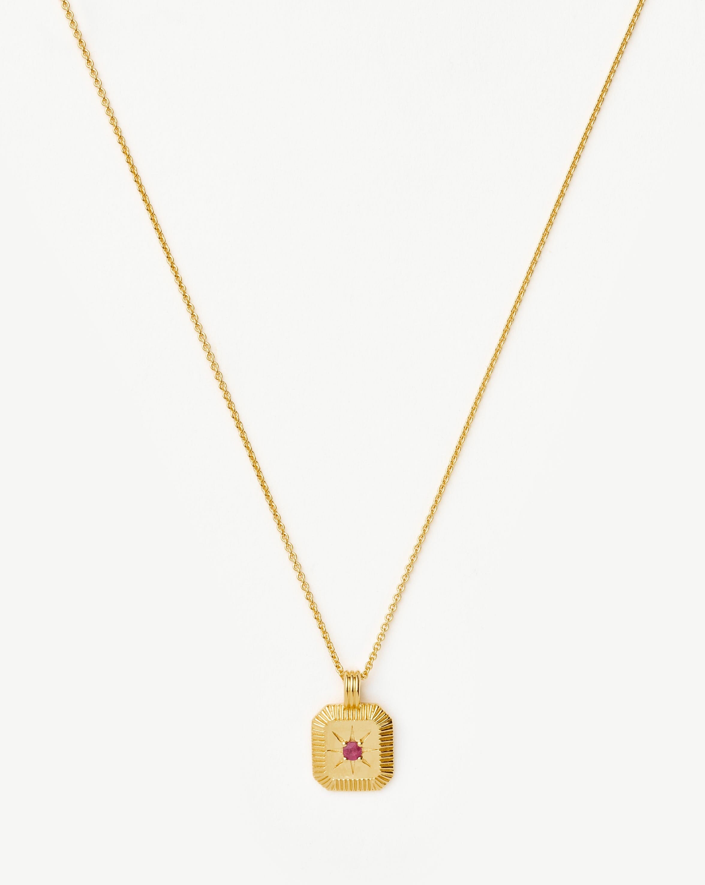 July Birthstone Pendant Necklace | 18k Gold Vermeil/Glass Filled Ruby Necklaces Missoma 