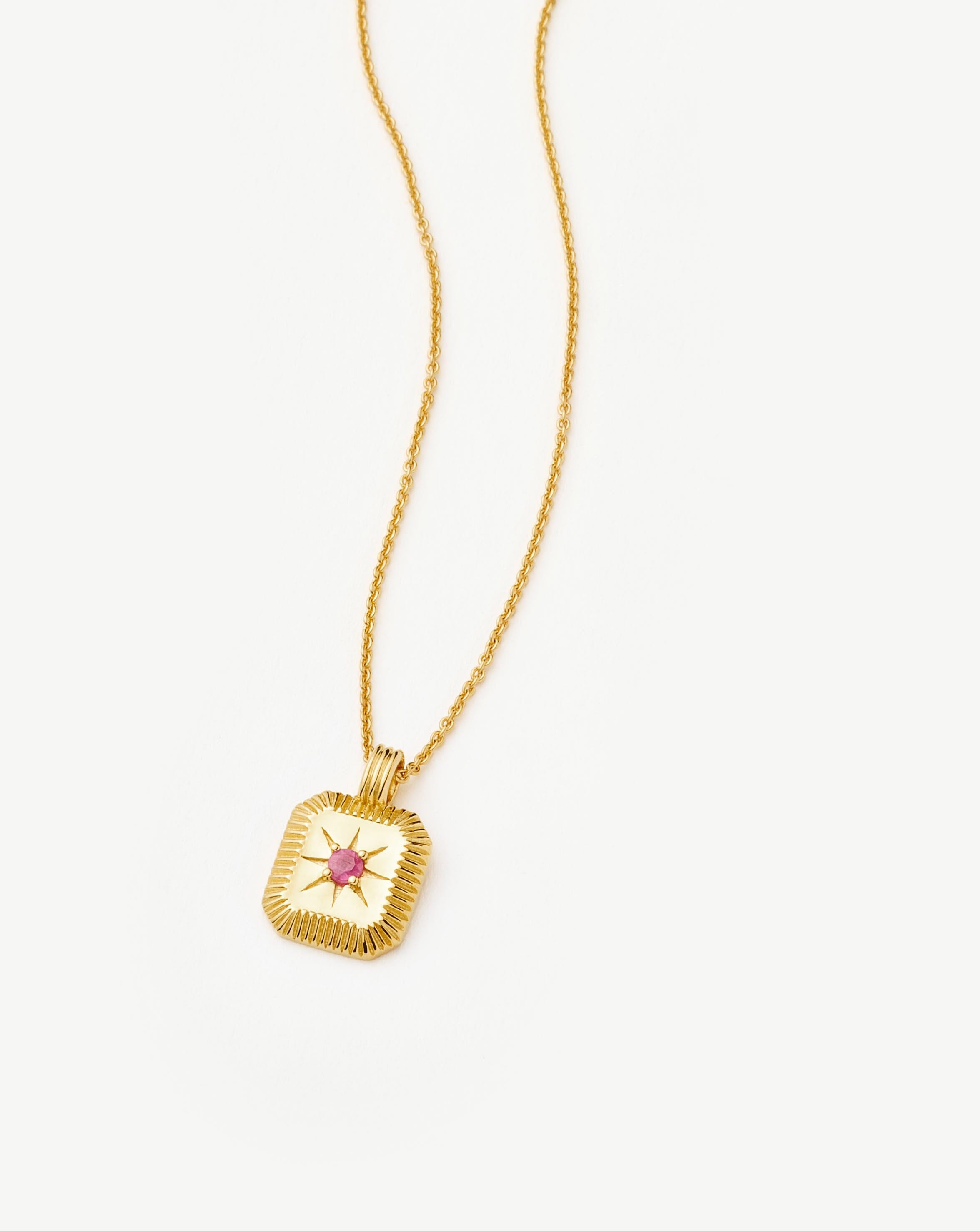 July Birthstone Pendant Necklace | 18k Gold Vermeil/Glass Filled Ruby Necklaces Missoma 