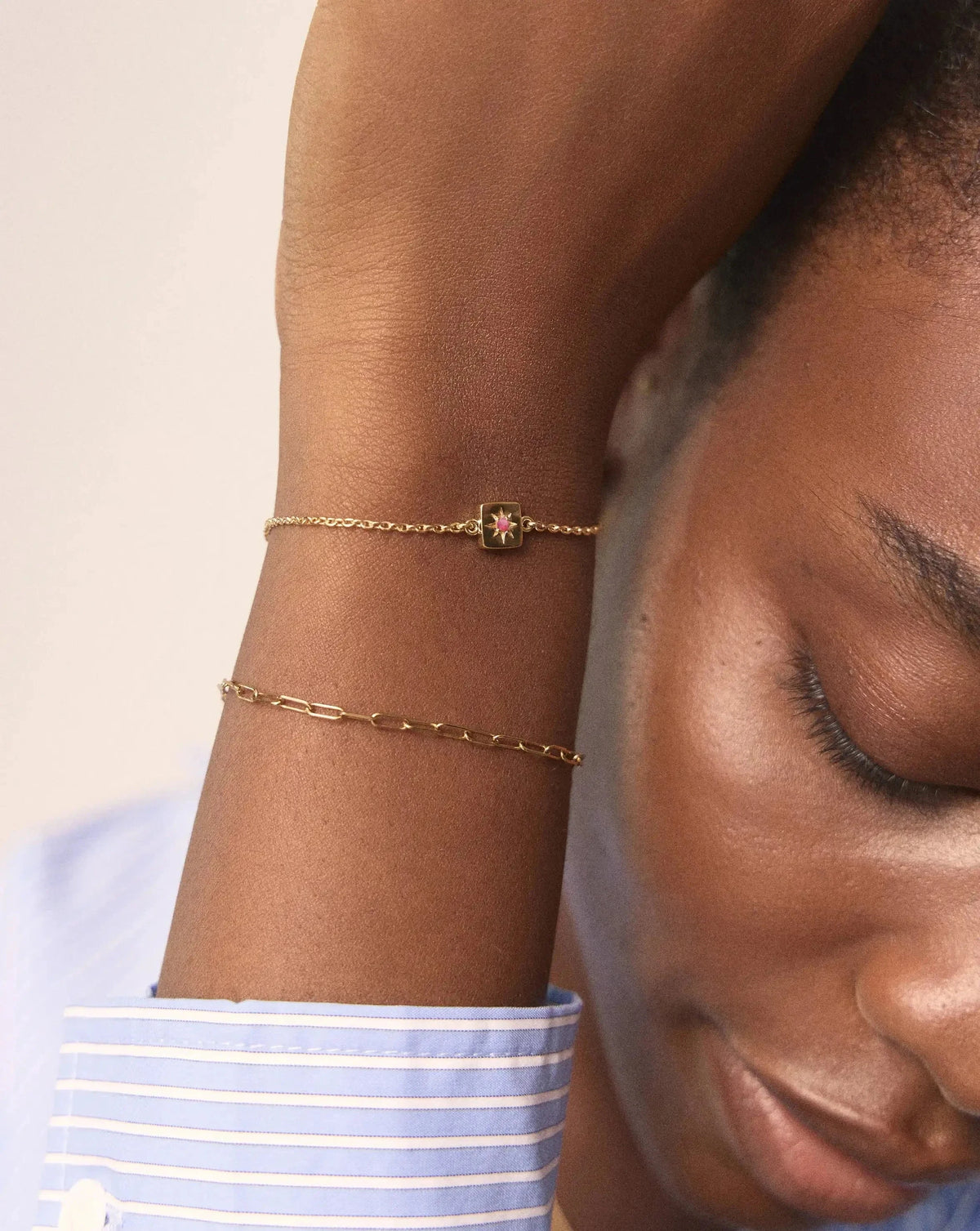 July Birthstone Slider Bracelet | 18k Gold Plated/Ruby Bracelets Missoma 