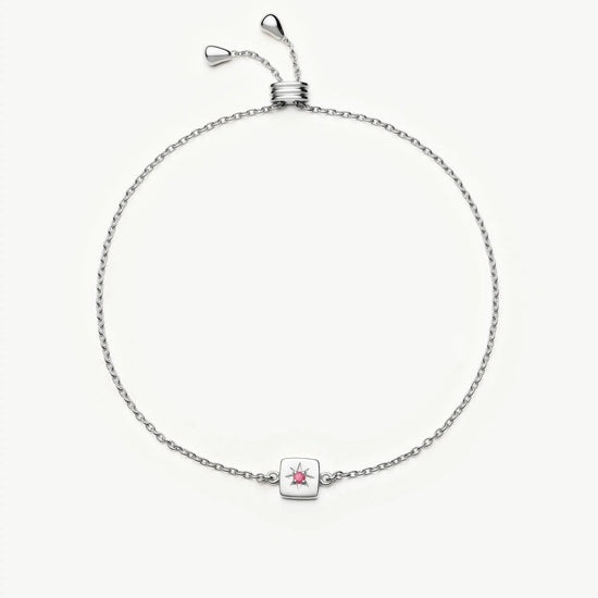 July Birthstone Slider Bracelet | Silver Plated/Ruby Bracelets Missoma 