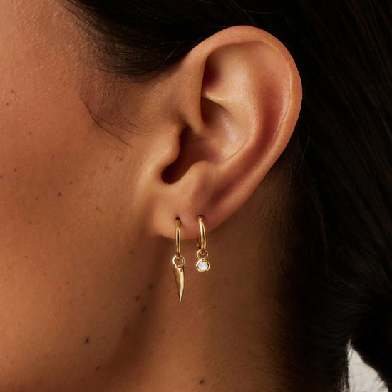 June Birthstone Mini Charm Hoop Earrings | 18k Gold Vermeil/Rainbow Moonstone Earrings Missoma 