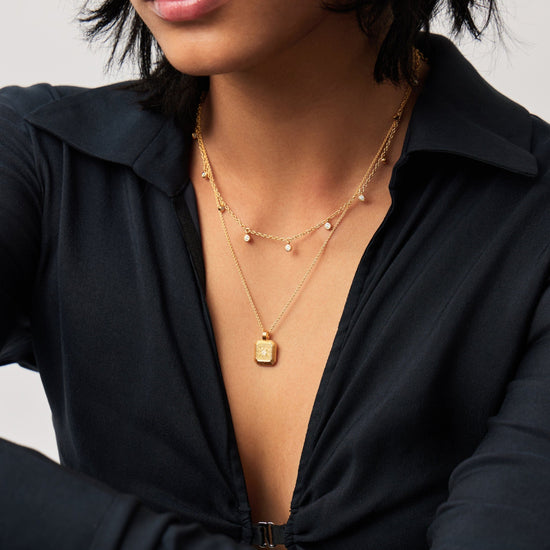 June Birthstone Necklace & Charm Earrings Set | 18k Gold Vermeil/Rainbow Moonstone Necklaces Missoma 