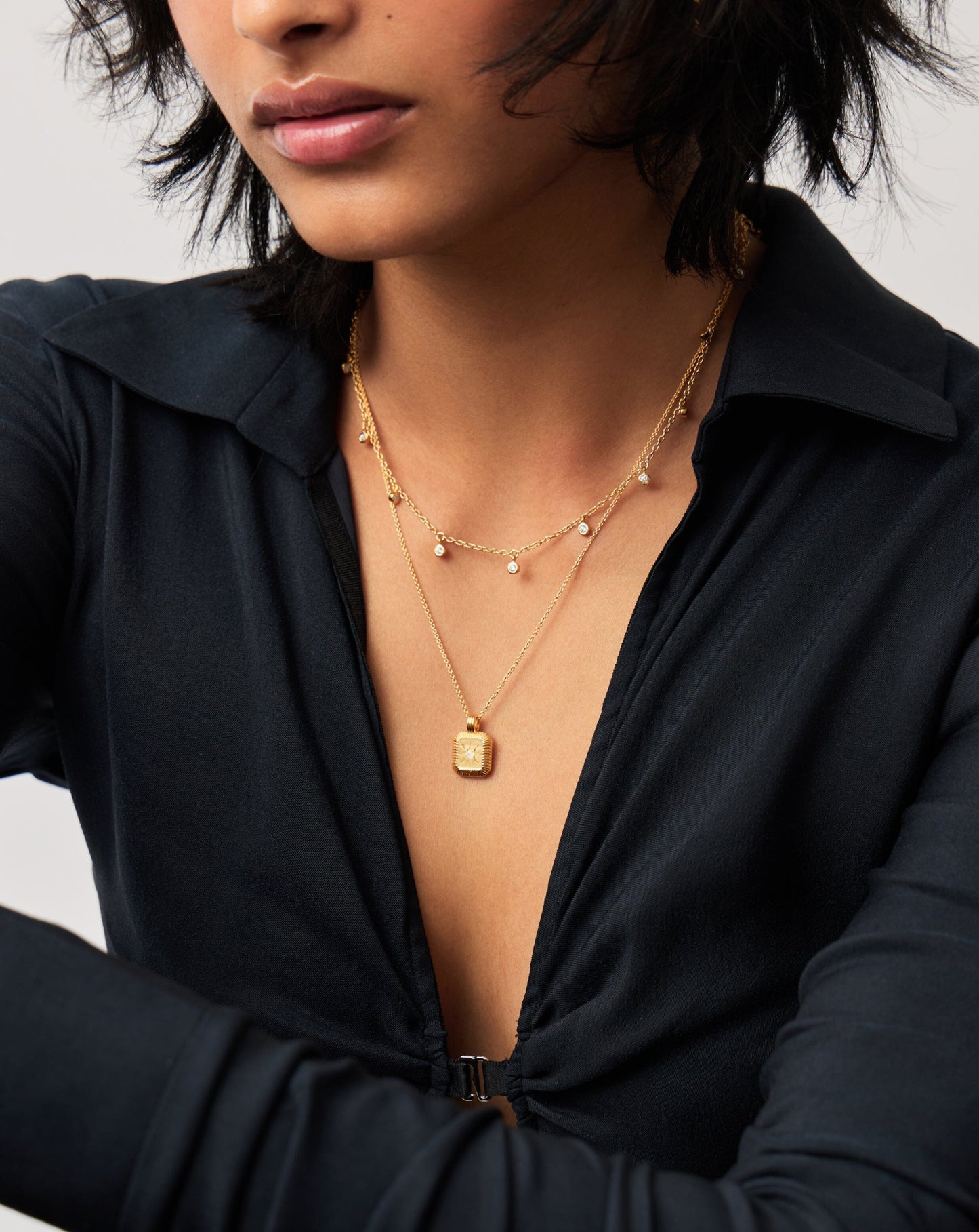 June Birthstone Necklace & Charm Earrings Set | 18k Gold Vermeil/Rainbow Moonstone Necklaces Missoma 