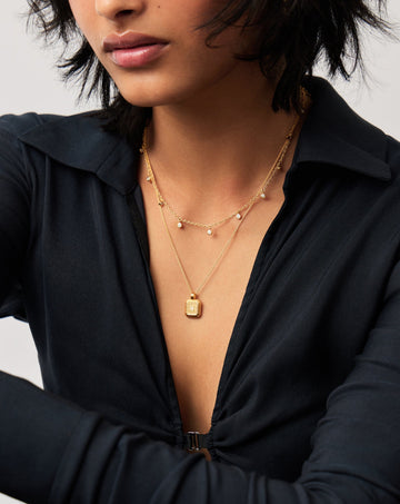 June Birthstone Necklace & Charm Earrings Set | 18k Gold Vermeil/Rainbow Moonstone Necklaces Missoma 