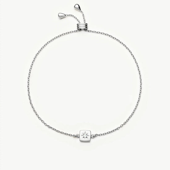 June Birthstone Slider Bracelet | Silver Plated/Rainbow Moonstone Bracelets Missoma 