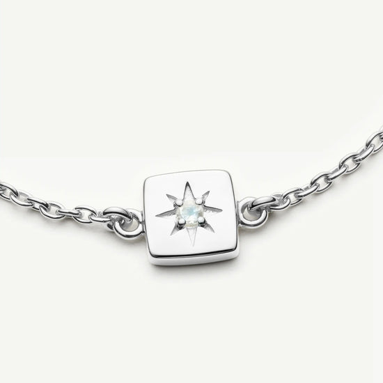 June Birthstone Slider Bracelet | Silver Plated/Rainbow Moonstone Bracelets Missoma 