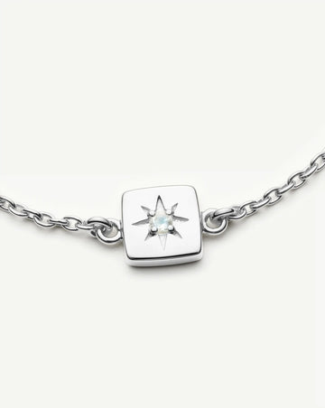 June Birthstone Slider Bracelet | Silver Plated/Rainbow Moonstone Bracelets Missoma 