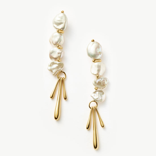 Keshi Pearl Sculptural Drop Earrings | 18k Gold Plated/Pearl Earrings Missoma 